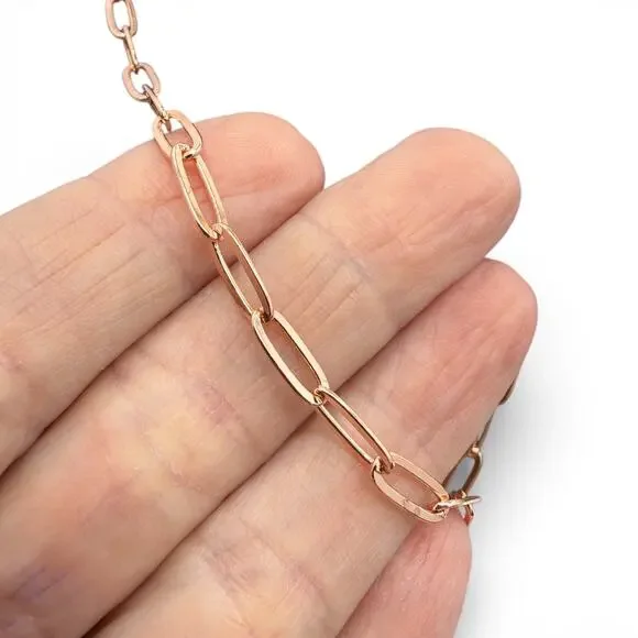 18 inch Copper Paper Clip Chain with Double Hook Clasp Handmade Artisan - Picture 3 of 7